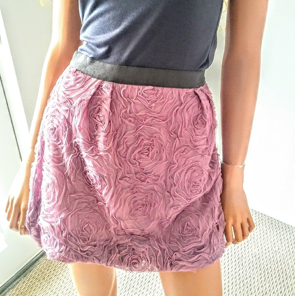 J.Crew womens tulle floral purple mini skirt sz 2